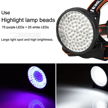 100 Nabíjateľná LED Reflektor Biely & UV Svetlo Svetlomet USB pochodeň Detektor lampa s 18650 batérie pre Suché domáce Zvieratá Moču&Pet
