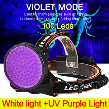 100 Nabíjateľná LED Reflektor Biely & UV Svetlo Svetlomet USB pochodeň Detektor lampa s 18650 batérie pre Suché domáce Zvieratá Moču&Pet