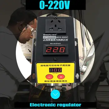 10000W AC 0-220V DISPLEJ Elektronický Regulátor Napätia LED Displej Teplota Rýchlosť Nastavte Regulátor Stmievanie Termostat Stmievač