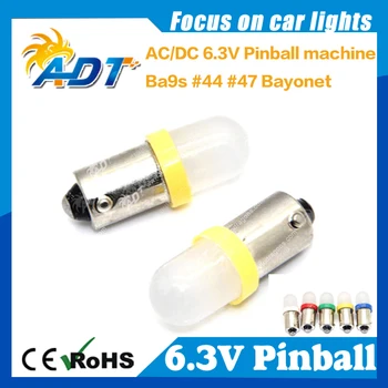 100KS #44 #47 Bajonet BA9s Base LED Žiarovky 6.3 V Pinball LED #47 AC/DC Pinball Stroj pinball led žiarovky