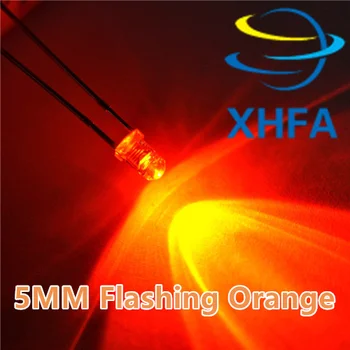 100ks 5mm Orange Flash Bliká Bliká Žltá Vody Jasné, Svetlé LED bliká na oranžovo led danshan ORANGE
