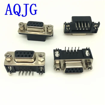 100KS DB9 Žena Muž PCB Mount D-Sub 9 pin PCB Konektor RS232 Konektor 90-stupeň ohnutá ihla DR9 AQJG
