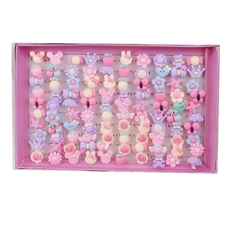 100ks Krásne zmesového Plastového Kreslených Dievčat Princezná Deti/Deti Detské Prstene S Display Box Predstierať, Hrať Hru