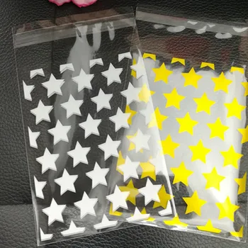 100ks Plastové Transparentné Celofánu Tašky White Star Candy 