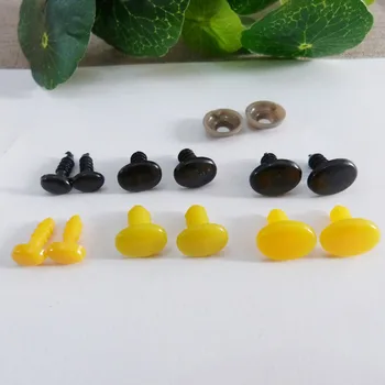100ks/veľa 5x6/6x9/8x11/9x12/11x14/12x17/15x22mm oválne, ploché žltá/čierna plastová hračka nos & mäkká podložka--voľba veľkosti