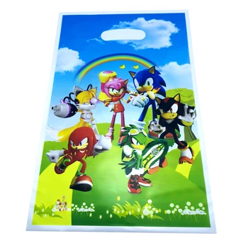 100ks/veľa Baby Sprcha Strana Deti Chlapcov Láskavosti Sonic The Hedgehog Tému Plastové Darčekové Tašky Happy Birthday Dekorácie, Darčeky, Tašky