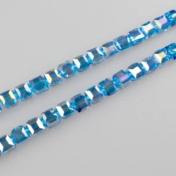 100ks/veľa Jazero Blue AB Štvorcový Tvar Sklenenej Korálky 6 mm Kocky Krištáľové Šperky Guľôčok pre DIY Náhrdelník Šperky, Takže Príslušenstvo