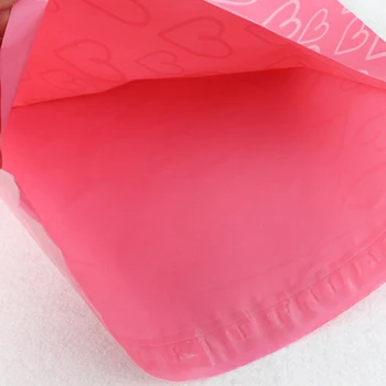 100ks/Veľa Ružová Kuriér Bag, Ružové Srdce Vzor Plastové Poštové Obálky Doprava Mailing Taška PE Skladovanie Tašky Poly Mailer 28x42cm