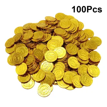 100ks Zlaté Mince Mene Hra Rekvizity Čipy Playset Strany Prospech Bitcoin pre Deti (Zlatá)