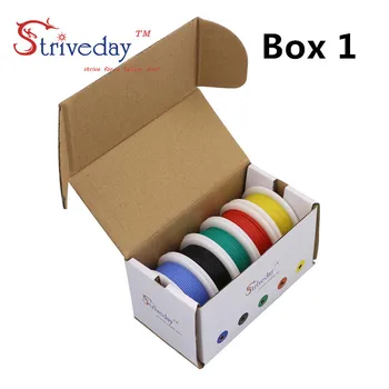 100m( 10 farieb Mix box 1+box 2 Ostnaté Drôty Auta) 28AWG Flexibilné Silikónové Gumy Drôt Pocínované Medené line 32.8 nohy každej farby