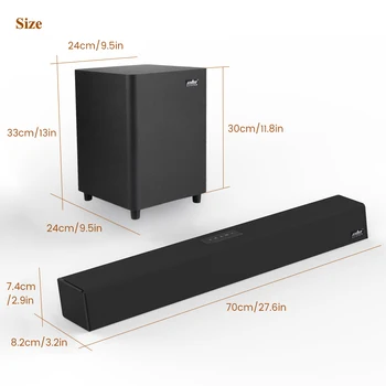 100W TV SoundBar 2.1 Bluetooth Reproduktorov 5.0 Domáce Kino ozvučenie 3D Surround 80 dB Zvuk Bar Diaľkové Ovládanie S Subwoofer