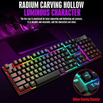 104 Kľúče USB Káblové Herné klávesnice, Myši Nastaviť Ergonomické Klávesnice, Myši Rainbow RGB podsvietenie Klávesnice Gaming Mouse Držiak Pre Notebook