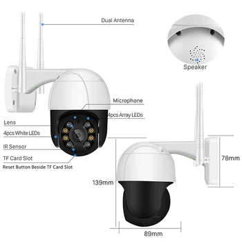 1080P PTZ Wifi IP Kamera, Vonkajšie 4X Digitálny Zoom AI Ľudských rozpozná Bezdrôtové Kamery H. 265 P2P ONVIF Audio 5MP Bezpečnostné CCTV Kamera