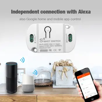 10A WiFi Smart Light Switch Univerzálny Chránič Časovač, Diaľkové Ovládanie Práce S Alexa Domovská stránka Google Smart Home