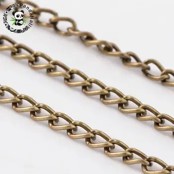 10m Antické Bronzové Železa Twist Obrubník Reťaze pre Šperky, Takže Nikel Zadarmo, 4x2.3x0.7mm
