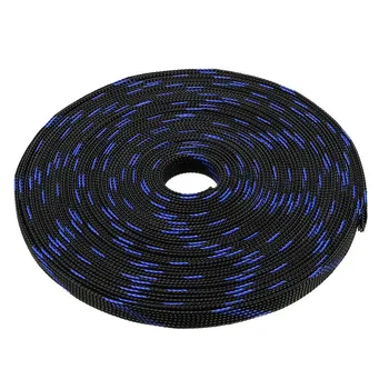 10M PET Modrá Čierna Pletená Sleeving 32.8 Nohy Rozšíriteľná Kábel Zábal 10 mm Priemer Drôtu Plášť Drôtu Ochrany Rozšíriteľná Kábel