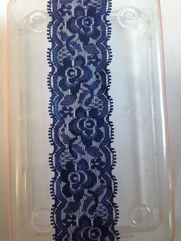 10meterlot 4cm, šírka námornícka modrá elastická stretch rose parrern čipky DIY šitie kostýmov,svadobné svadobné čipky ,hlavový most,podväzkový