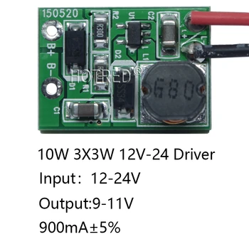 10pcs 12V 24V 10W LED Driver pre 3x3W 9-12V 900mA vysoký Výkon 10w led čip transformátor pre bodové svetla/flood light, ping