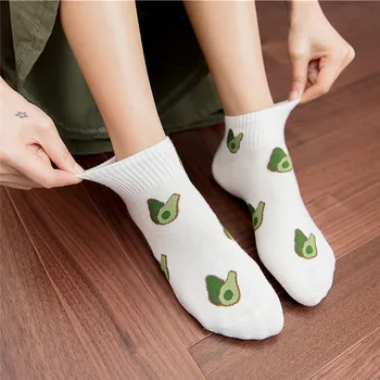 10Pcs=5Pairs/Pack Nové Kreslené Ovocie Členkové Ponožky Ženy Letné Japonské Avokádo Roztomilý Loď Ponožky Elegantný Módy Low-Cut Bavlnené Ponožky