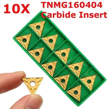 10pcs/Box 16*5mm Zlaté CNC Čepeľ Sústruh Karbidu Trojuholníkové Tipy Vložky Vnútorný Rezné Nástroje na Sústruženie, TNMG 160404
