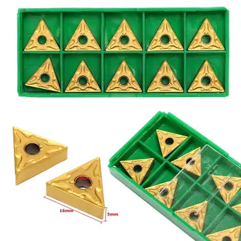 10pcs/Box 16*5mm Zlaté CNC Čepeľ Sústruh Karbidu Trojuholníkové Tipy Vložky Vnútorný Rezné Nástroje na Sústruženie, TNMG 160404