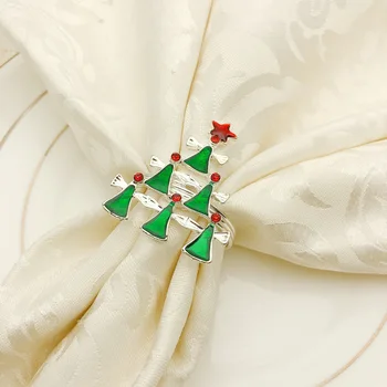 10pcs High-end Vianočný stromček obrúsok krúžok luk kvetinový veniec úst krúžok hotel vzorky izby set stôl Vianočný obrúsok pracka