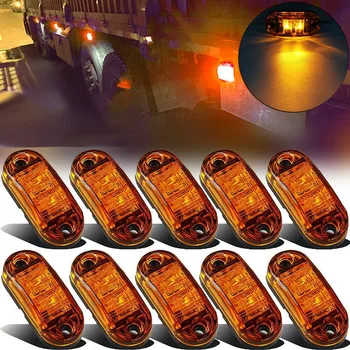 10Pcs Jantárová 2 Led Svetlo Oválne Odbavenie Trailer Auto Truck Strane Marker koncových svetiel