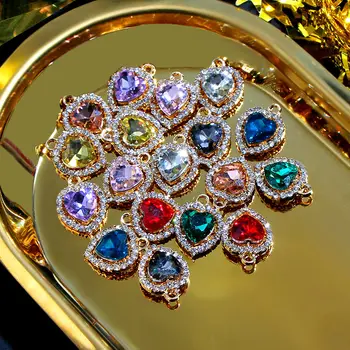 10Pcs/nastaviť Módne Skvelého 9 Farba Srdci Crystal DIY Šperky Príslušenstvo Lesklé Drahokamu na Výrobu Náušnice Náhrdelník s Príveskom