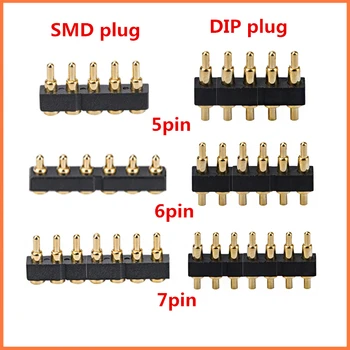 10PCS pogo pin konektor pogopin Batérie Pružinou Kontakt SMD DIP ihly PCB 1*4 5 6P Test Sondy pozlátený medený napájací