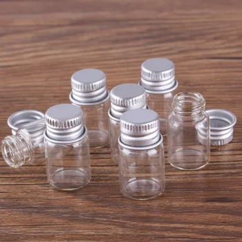 10pcs Priemer 16 mm Transparentné Sklo Fľaše s Hliníkové Krytky Sklenené Fľaše, ktorí Chcú 2ml-4 ml 6ml Mini Sklenených Nádob
