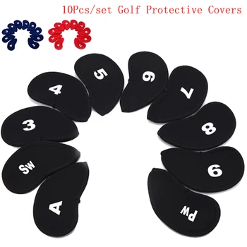 10Pcs/set Golf Železa Hlavy Pokrýva Železnou Guľou Ochranné Čierne Okno Golf Club Železa Hlavu Chránič Golfové Príslušenstvo