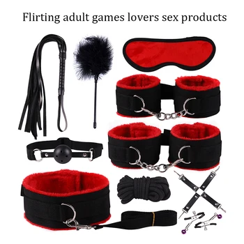 10pcs Sexuálne Hračky pre Páry Exotické Doplnky Nastaviteľný BDSM Sex Bondage Set Erotické pomôcky putami na rukách Bič Lano Hry