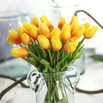 10Pcs Skutočný dotyk Umelé kvety Tulipány kvetinový Kytice svadobné zdobia kvety na svadbu záhradné dekorácie domova