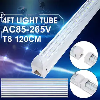 10PCS T8 LED Light Tube 4 FT 120 CM 36W 4Foot Dual Riadok V Tvare LED Shop Stropné Svetlo Pod Skrinku Svetlo 6500K Biela AC85-265V