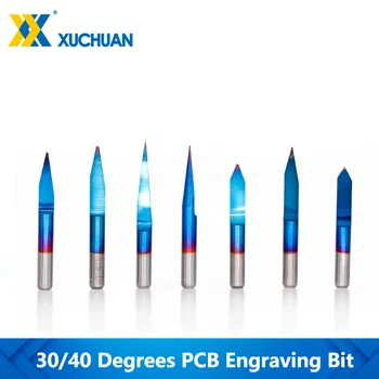 10pcs Tvaru PCB Gravírovanie Bitov Nano Blue Povlak 3.175 mm Ramienka 3D Frézovanie Fréza 30 40 Stupeň CNC Router Bitov Konci Mlyn