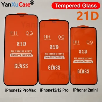 10pcs/veľa 21D Tvrdeného Skla Pre iPhone 12 Mini 11 Pro Max XS XR X 8 7 6 Plus Plné Pokrytie krycie Sklo Screen Protector Na i12