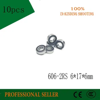 10pcs/Veľa 606-2RS 606 RS 6*17*6mm ABEC-3 Gumené Sealed Ball Bearings Miniatúrne Lož isko