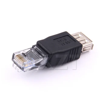 10pcs/veľa Crystal Head RJ45 Samec na USB 2.0 AF Žena Adaptér Konektor Notebook LAN Kábel Siete Ethernet Converter plug