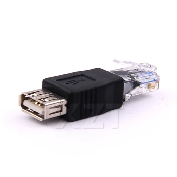 10pcs/veľa Crystal Head RJ45 Samec na USB 2.0 AF Žena Adaptér Konektor Notebook LAN Kábel Siete Ethernet Converter plug
