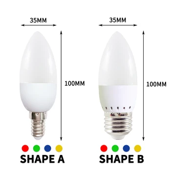 10Pcs/veľa E14 LED Sviečka žiarovka AC 220V E27 led žiarovka luster sviečkach 3W Žiarovky Dekorácie Svetelné šesť farieb Úspory Energie
