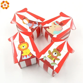 10PCS/Veľa Kreslených Cirkus Tému Party DIY Candy Box Pre Deti Narodeninová Párty, Baby Sprcha Dekorácie, Cukrovinky Darčeka Dodávky