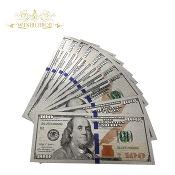 10Pcs/Veľa Pekné Strieborné Pozlátené Americké Bankovky 100 Dolárových Bankoviek v Strieborné Pozlátené 24K Papierové Peniaze Na Darčeky