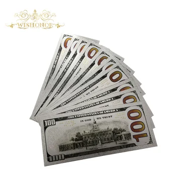 10Pcs/Veľa Pekné Strieborné Pozlátené Americké Bankovky 100 Dolárových Bankoviek v Strieborné Pozlátené 24K Papierové Peniaze Na Darčeky