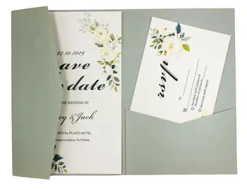 10pcs/veľa pocketfold Svadobné pozvánky tri zložené karty a pearl papierové vrecko Pozdrav pozvánky kryt pre strán
