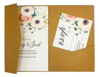 10pcs/veľa pocketfold Svadobné pozvánky tri zložené karty a pearl papierové vrecko Pozdrav pozvánky kryt pre strán
