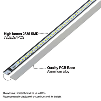 10PCS x 49 cm LED Panel Svetlo Pásy 2835 SMD 72LEDs 220V zliatina Hliníka PCB s Vysokou lumen pre DIY osvetlenie projektu nie je potrebné ovládač