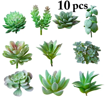 10pcs Zelená Hrnú Umelé Succulents Rastliny Bonsai Ploche Falošné Rastliny Valentína Svadobné Dekorácie