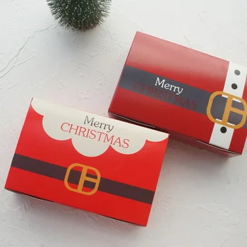 10pcs Zlato Veselé Vianoce Stromček Červené Papierové Krabice Cookie Macaron Candy Ručné Strany, Darčeky, Sviečky Jar Prstencového Balenie