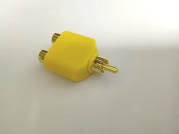 10PCS žlté Zlato RCA Phono male konektorom pre dvoch dual RCA samica konektor Y Splitter Nové