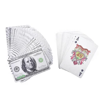 10Styles 1 box Gold Silver PVC Poker Eur USD Štýl Hracie Karty Nepremokavé Karty Hazardné hry, Doskové hry